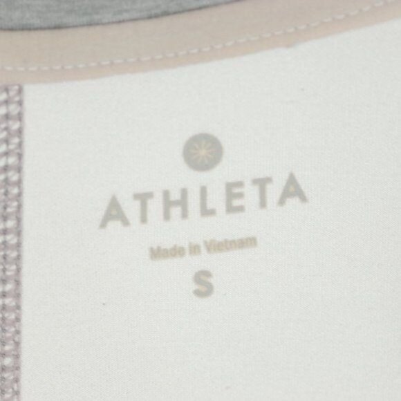 Athleta Women's Small Gray Heather White Knit Scoop Neck Short Sleeve Tee - Picture 6 of 8